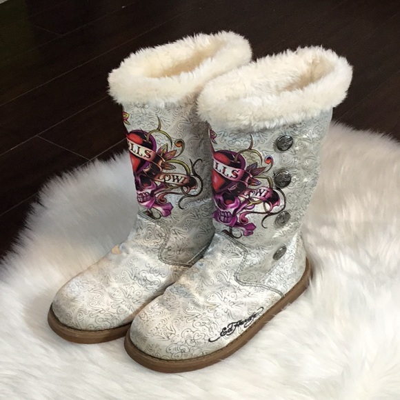 Ed Hardy Shoes - Ed Hardy Love Kills Slowly boots, sz 8
